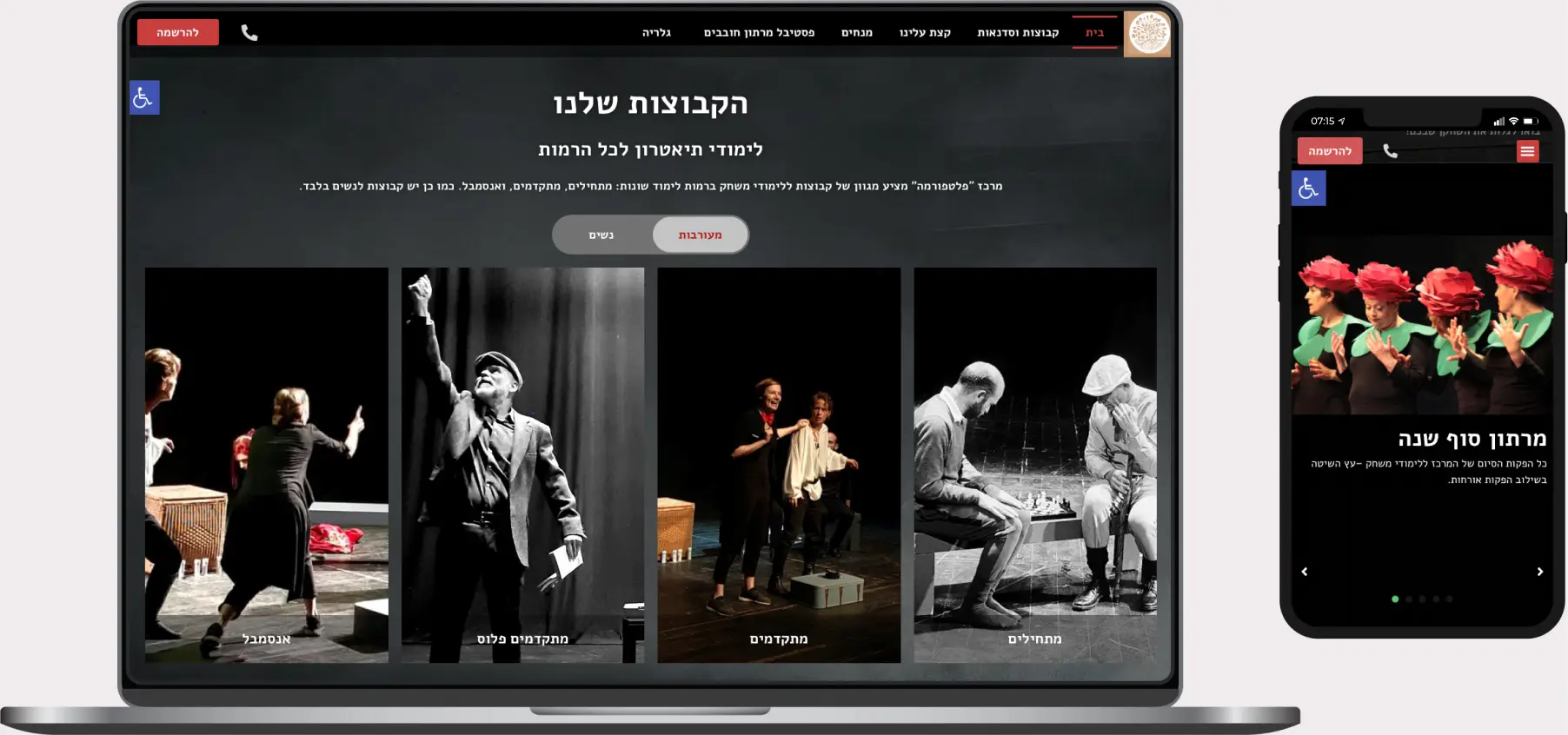 תצוגת אתר של פלטפורמה עץ השיטה