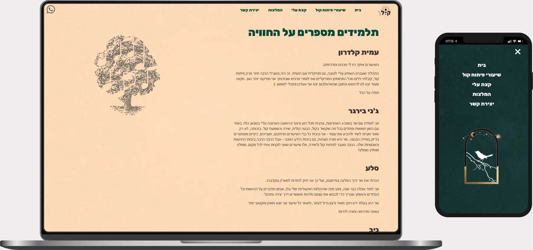 תצוגת אתר של ניב שר